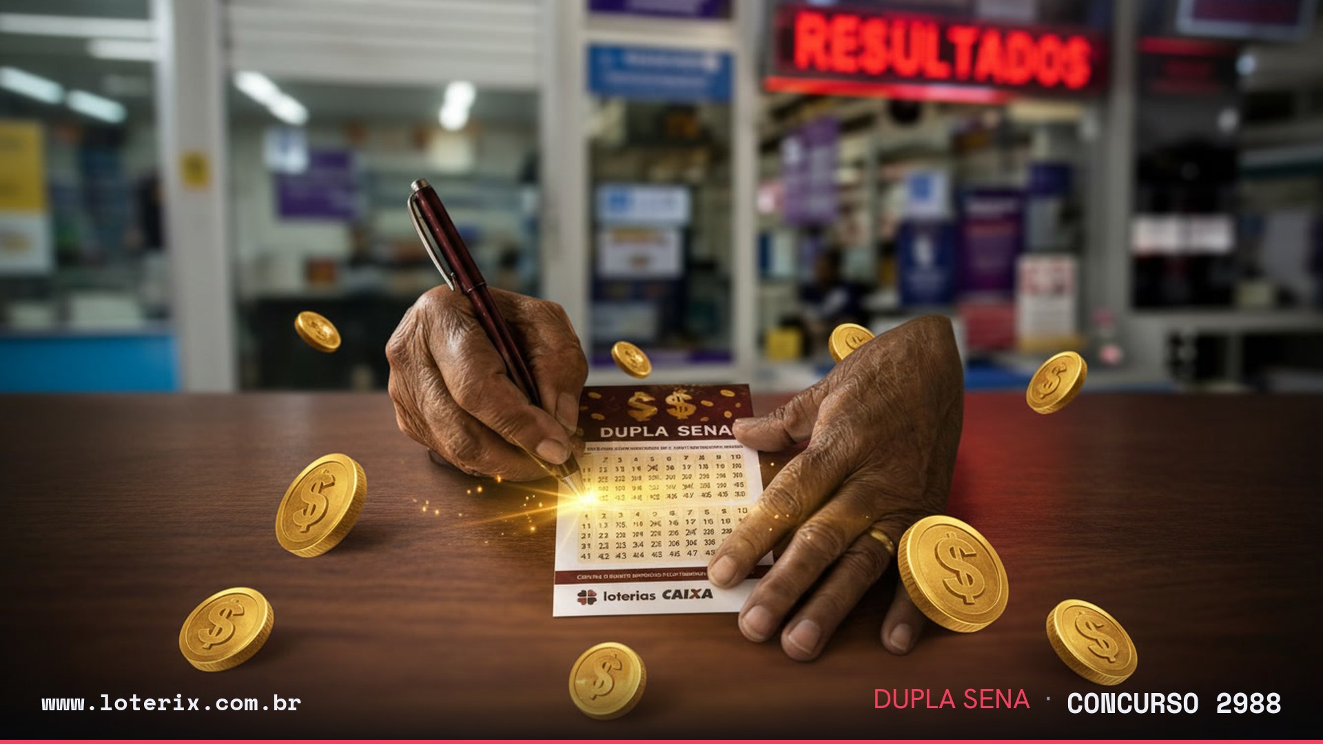 Resultado da Dupla Sena 2988: sorteio 27/07/2026, prêmio estimado R$ 2 mi. Confira as dezenas ao vivo no Loterix.