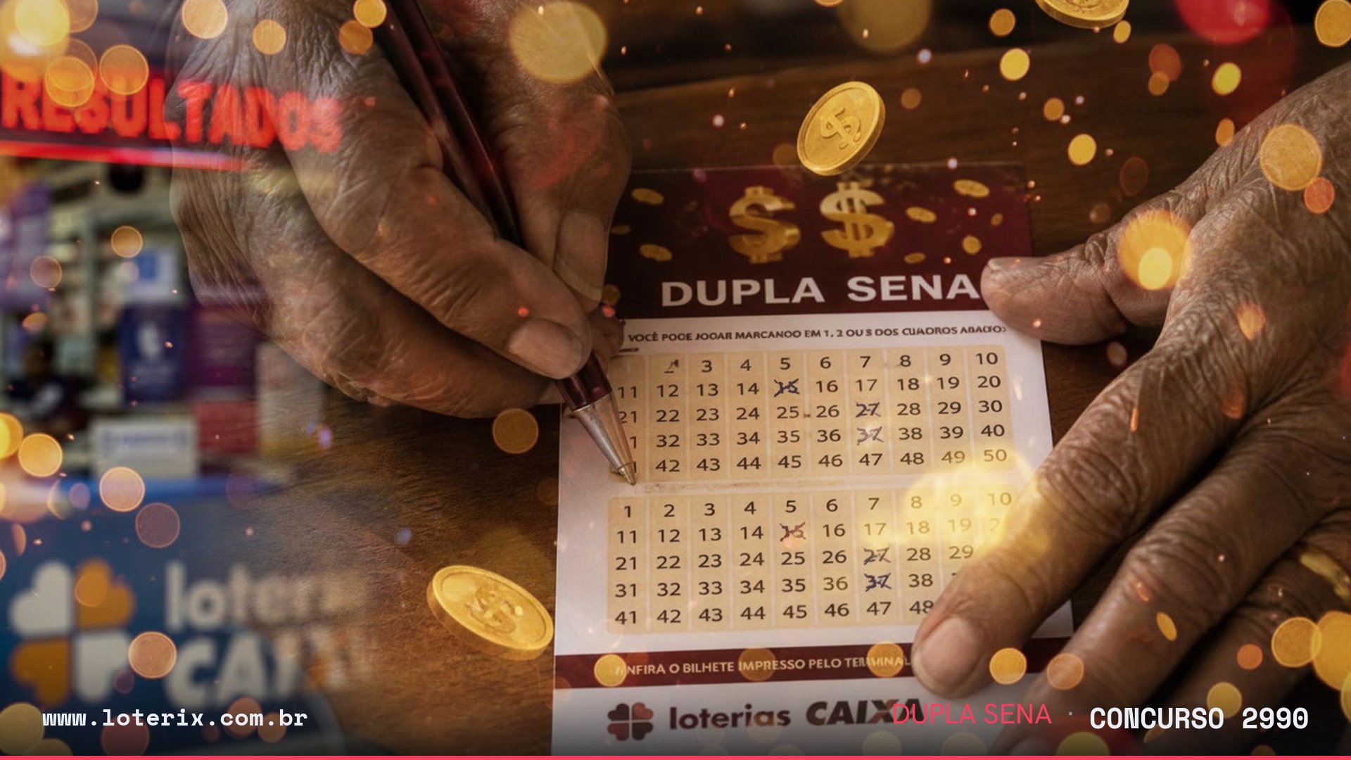 Resultado da Dupla Sena 2990: sorteio 31/07/2026, prêmio estimado R$ 270 mil. Confira as dezenas ao vivo no Loterix.