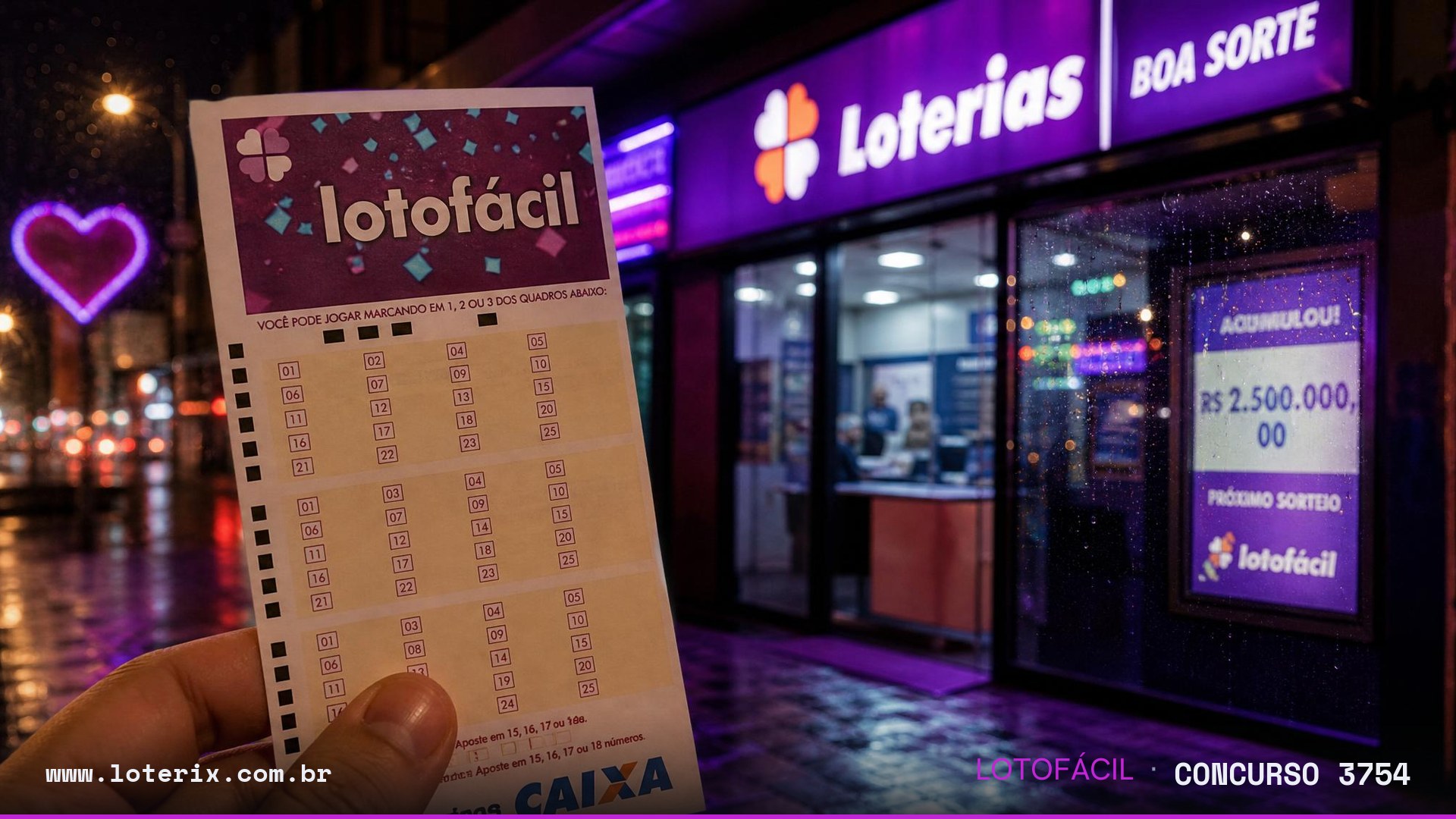 Dezenas sorteadas da Lotofácil 3754: 01, 03, 04, 05, 07, 08, 11, 12, 13, 14, 16, 20, 21, 23, 25