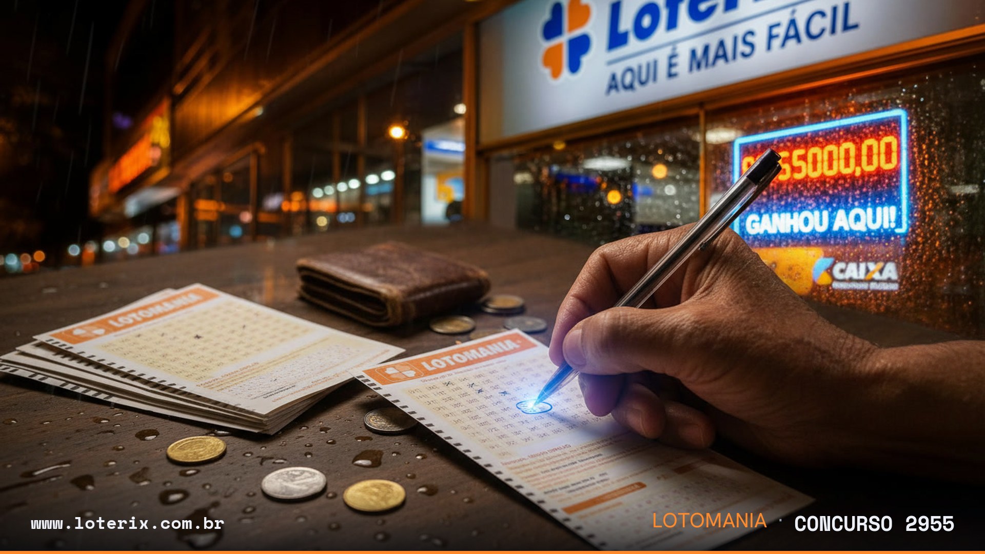 Resultado da Lotomania 2955: sorteio 27/07/2026, prêmio estimado R$ 3,6 mi. Confira as dezenas ao vivo no Loterix.