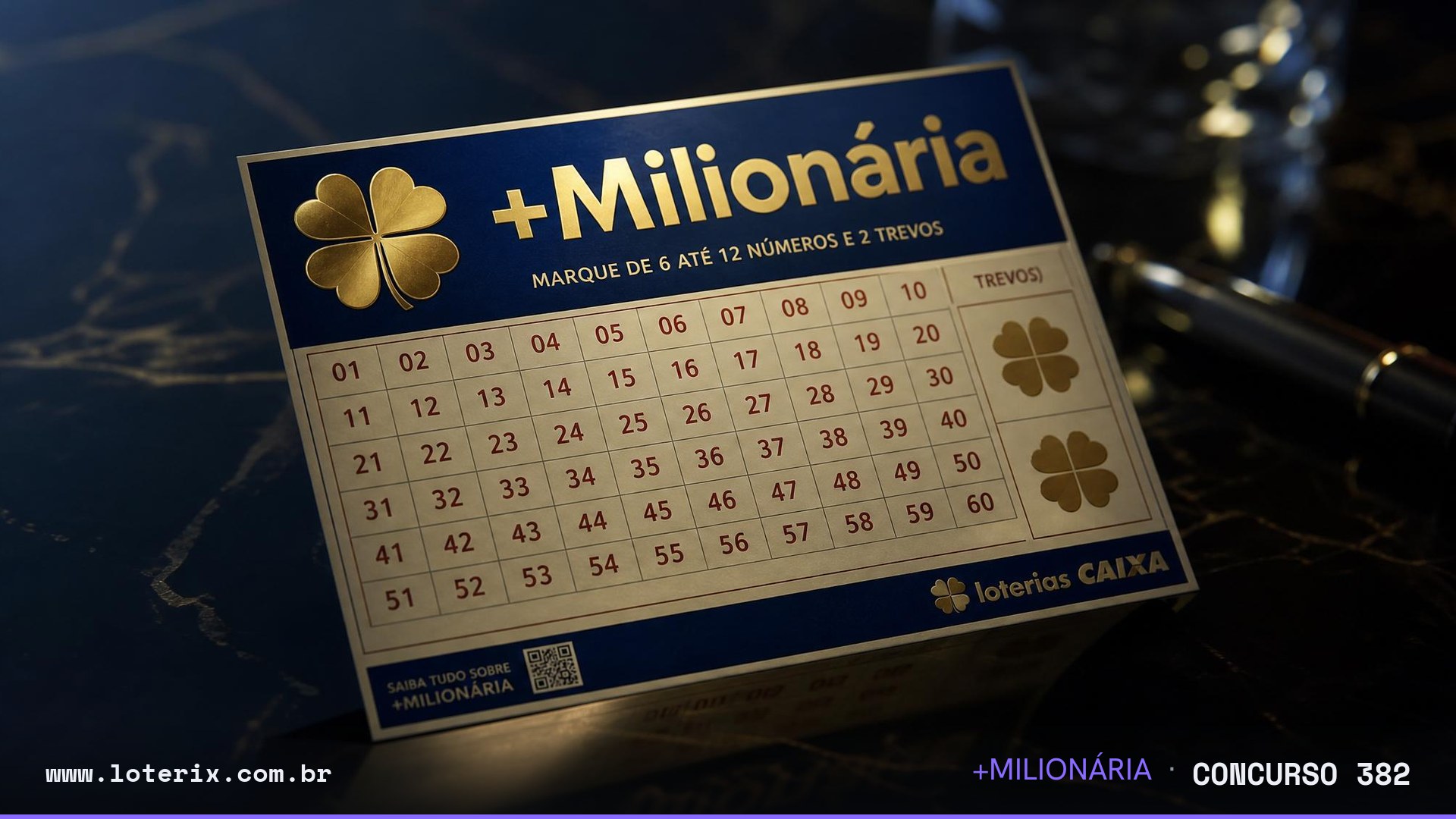 Dezenas sorteadas da +Milionária 382: 10, 17, 23, 30, 44, 48