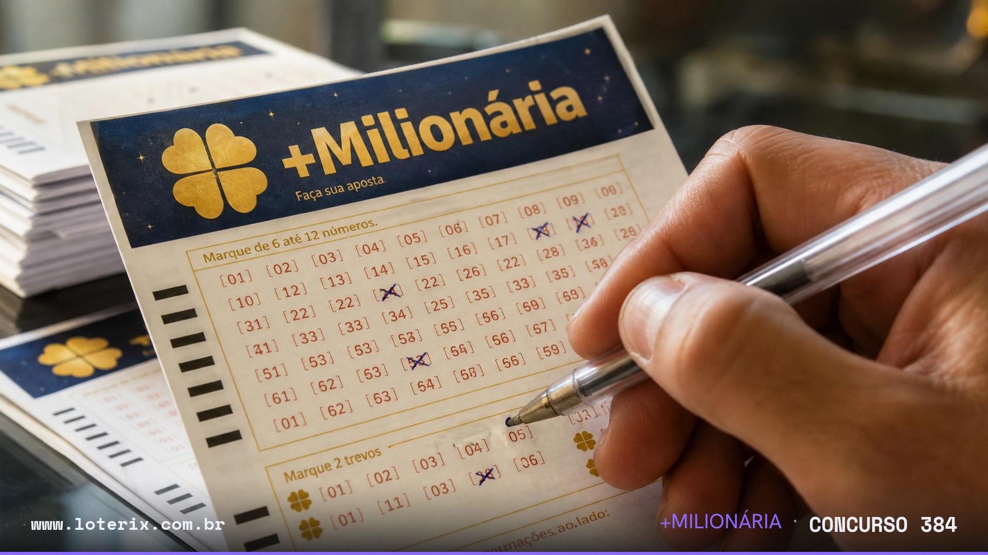 Dezenas sorteadas da +Milionária 384: 01, 14, 19, 29, 31, 46