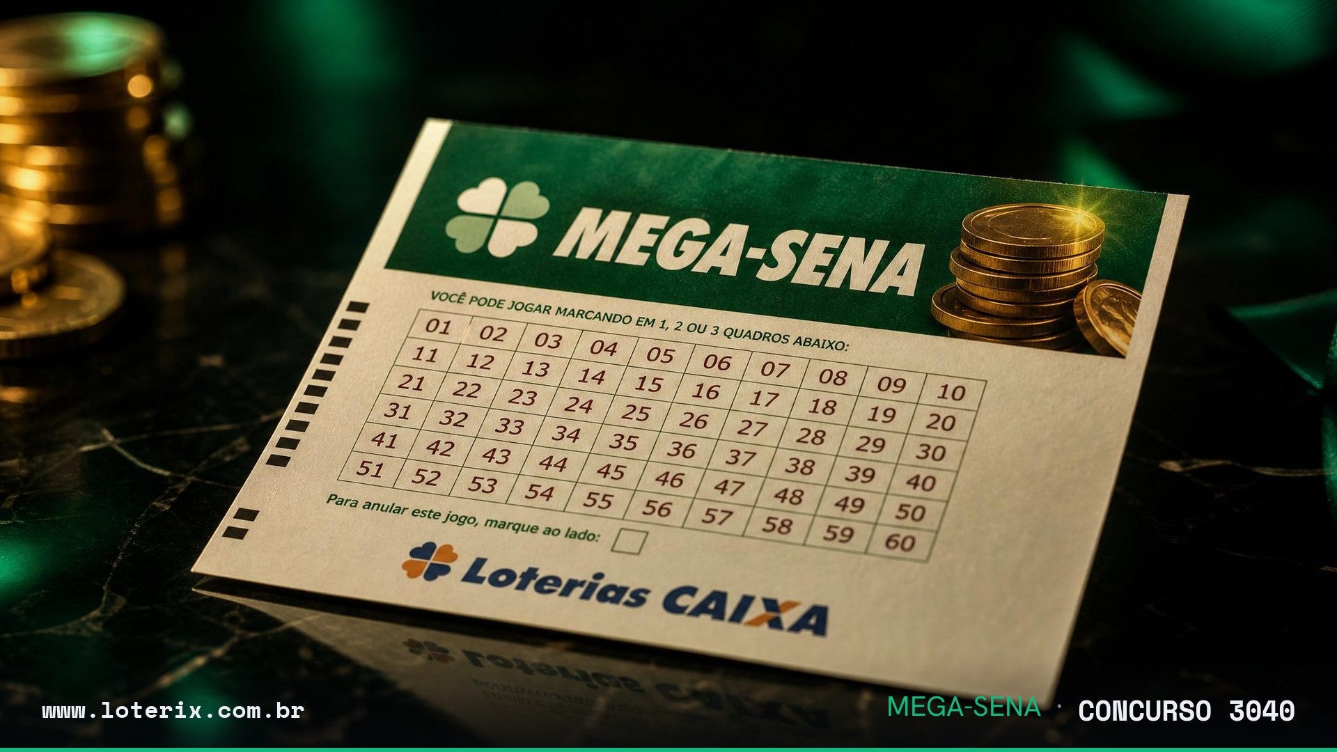 Resultado da Mega-Sena 3040: sorteio 04/08/2026, prêmio estimado R$ 135 mi. Confira as dezenas ao vivo no Loterix.
