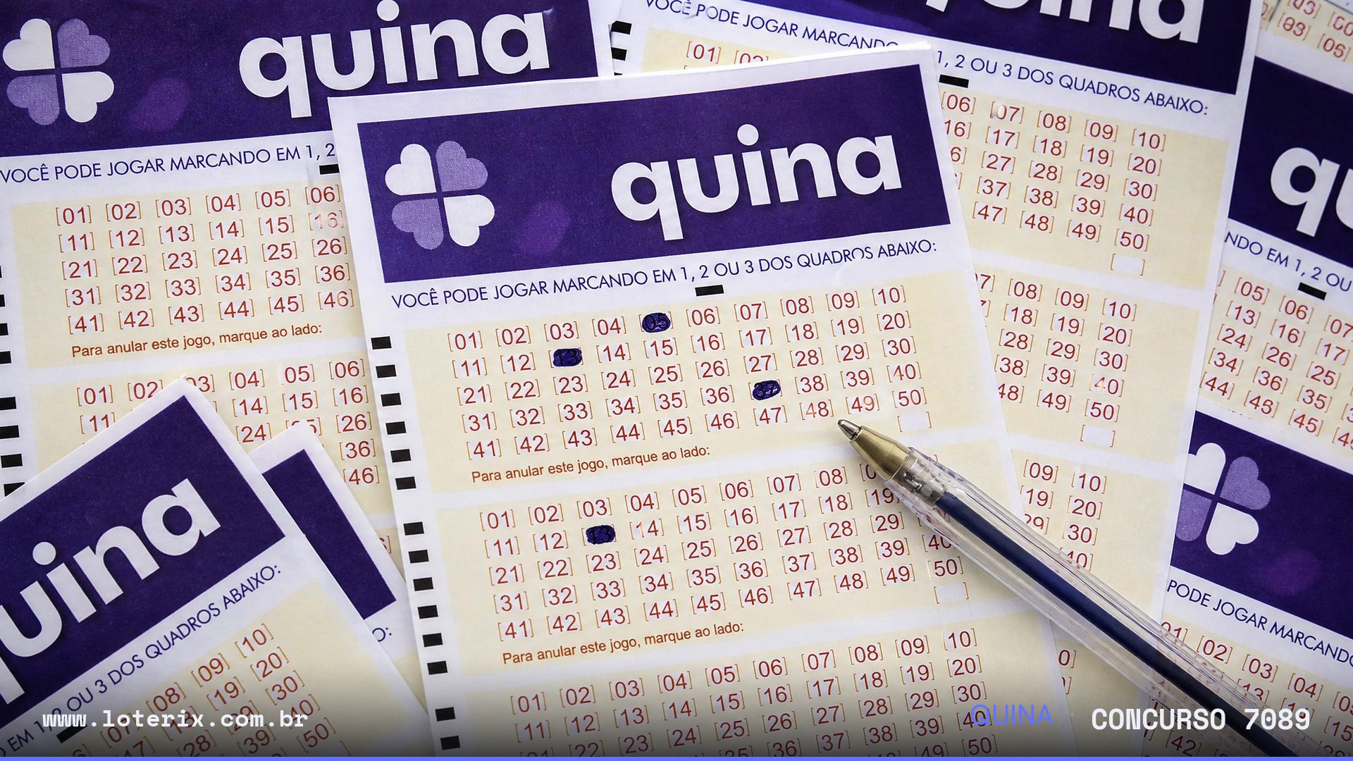 Dezenas sorteadas da Quina 7089: 26, 33, 40, 55, 69
