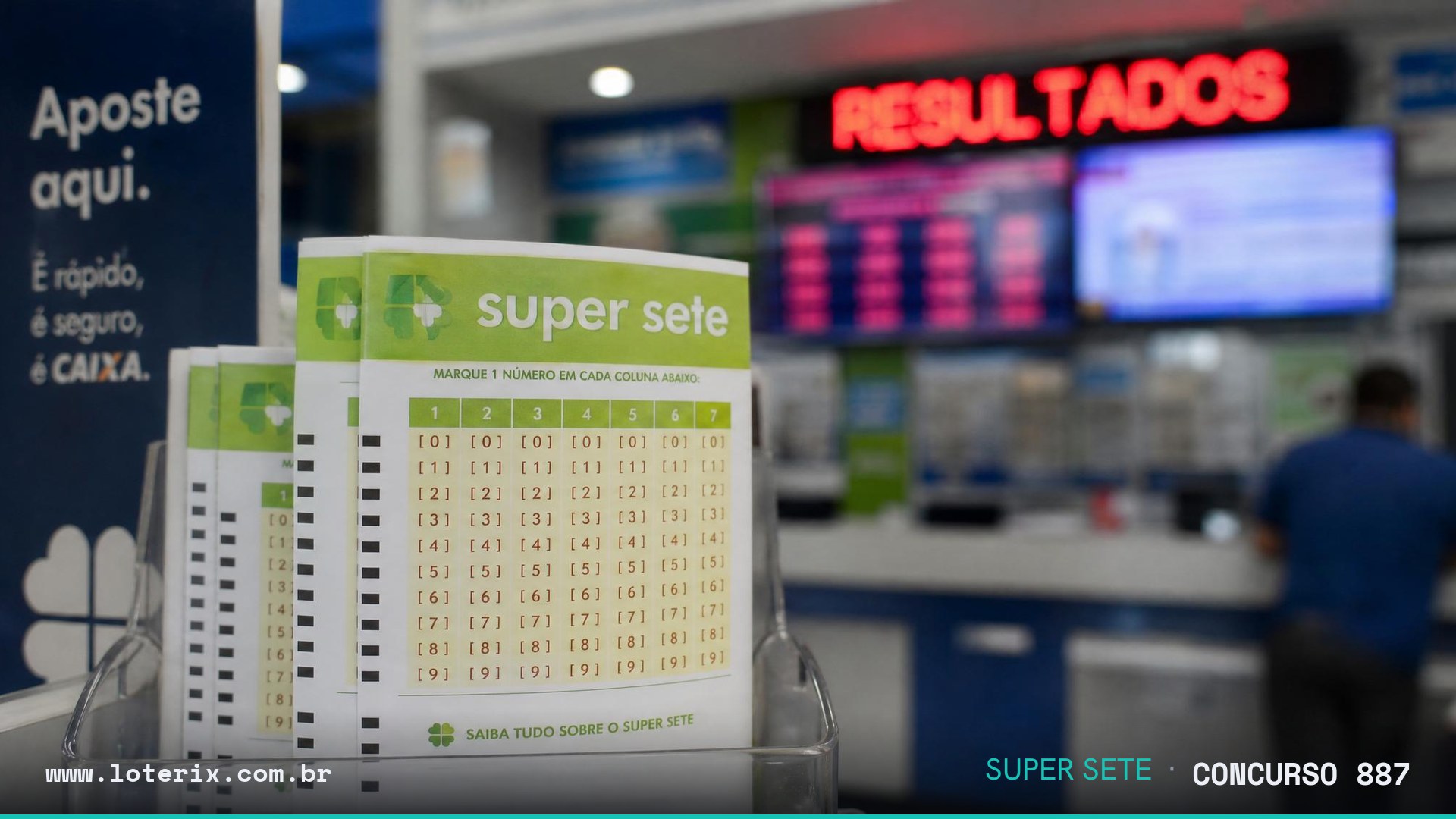 Dezenas sorteadas da Super Sete 887: 01, 07, 05, 09, 08, 09, 09
