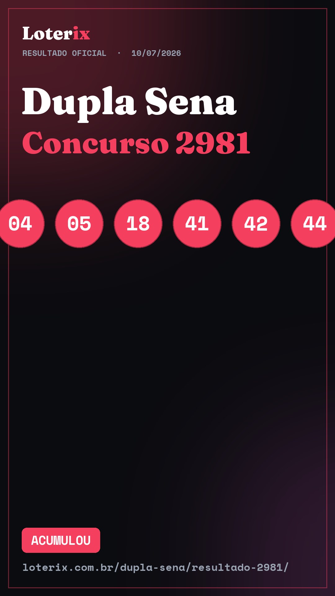 Resultado da Dupla Sena 2981