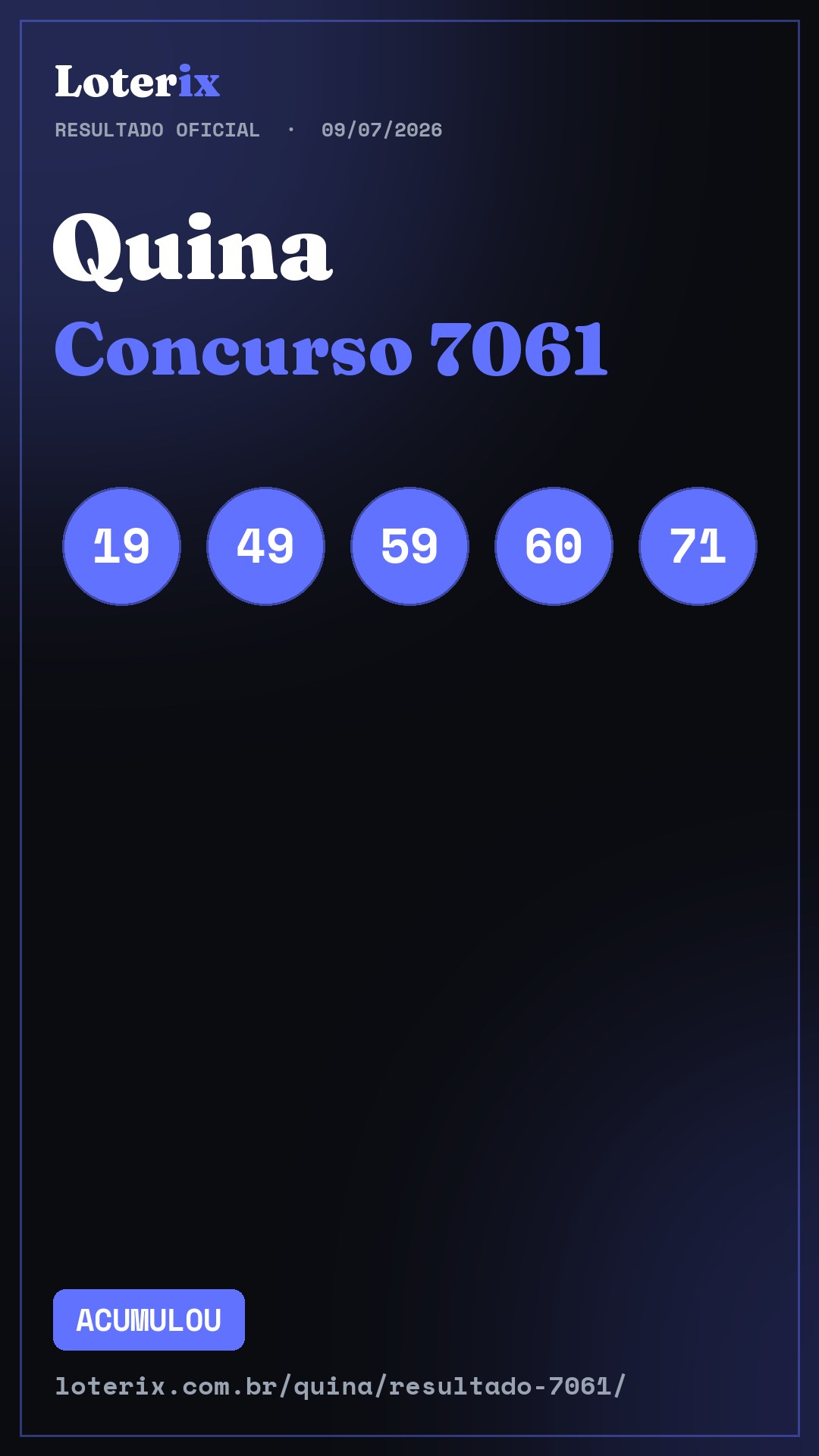 Resultado da Quina 7061