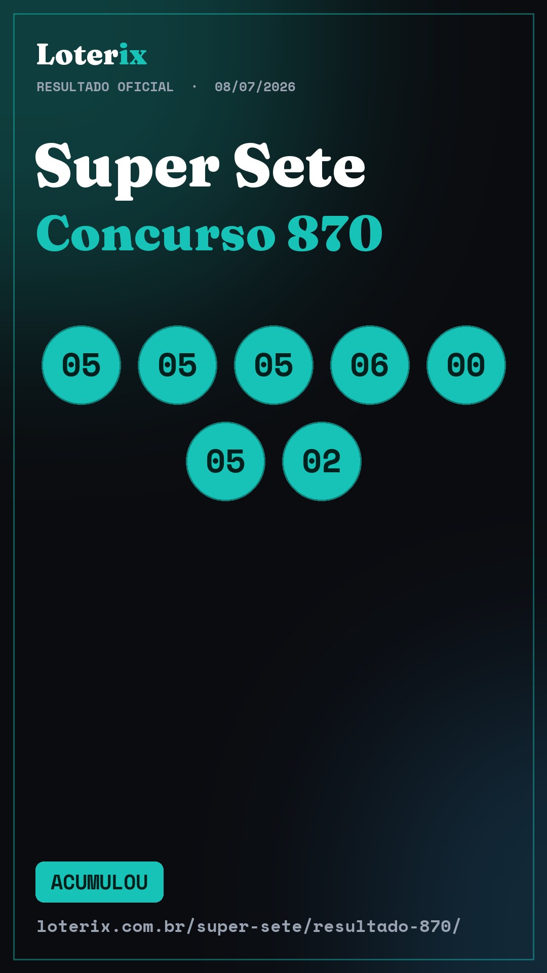 Resultado da Super Sete 870